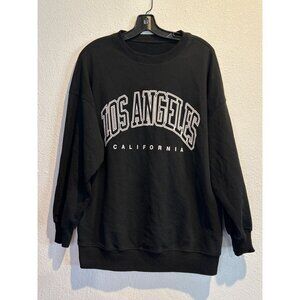 LOS ANGELES Spellout Block Crewneck Pullover SMALL Black California